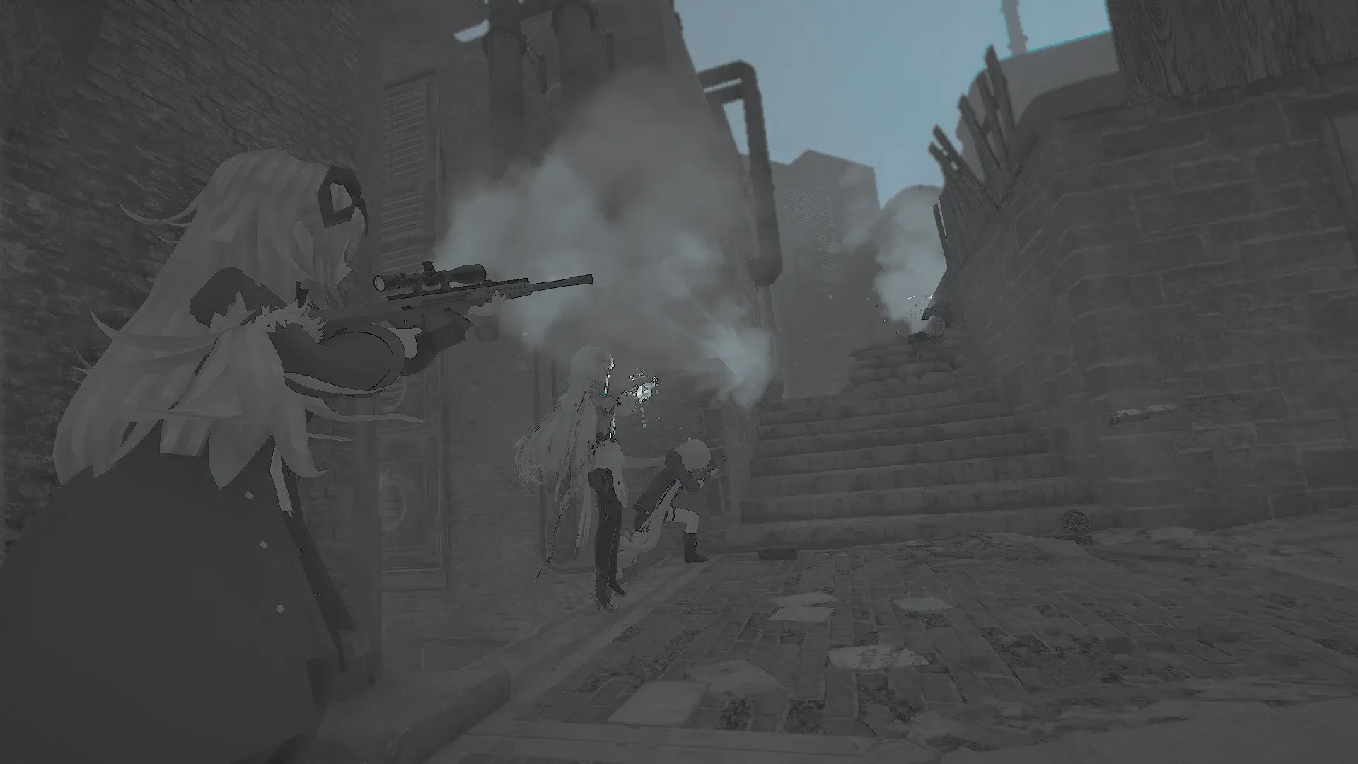 写真: 路地裏に潜むゴロツキに発見され、応戦するSizryavka達