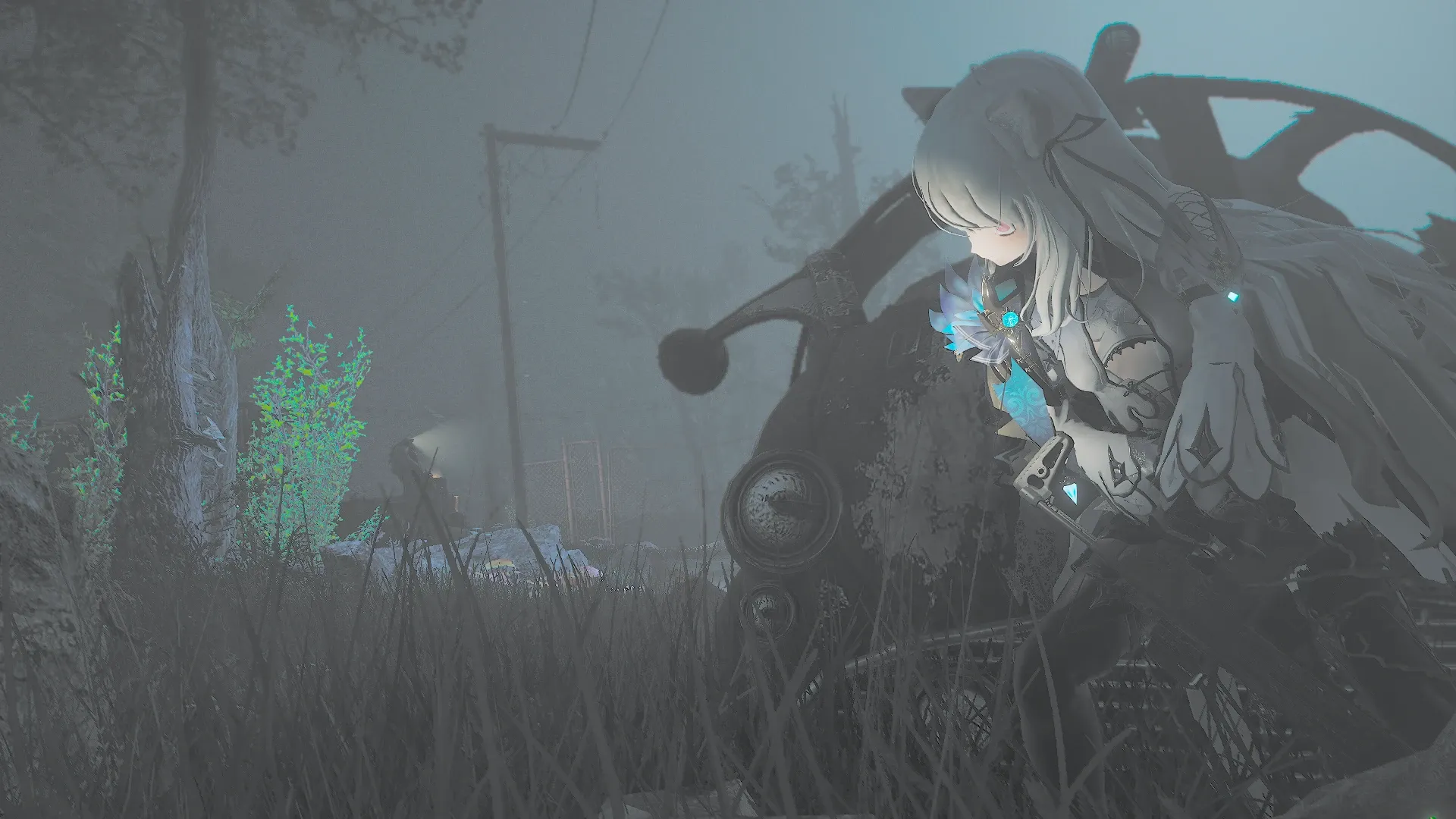 写真: パワーアーマーを纏い、周囲を警戒する様子を遠方から警戒するSizryavka