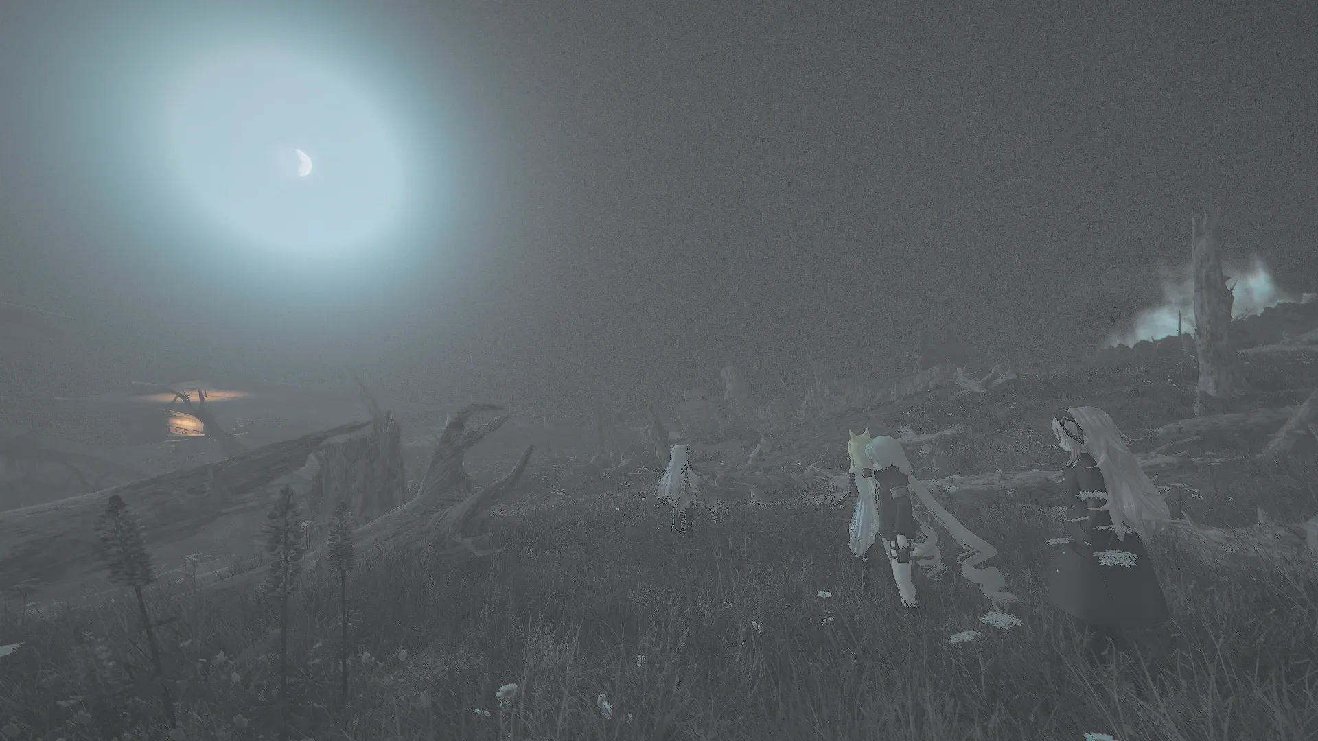 写真: 月光が辺りを照らす。その先に見えるのは、荒れ果て、何もない。そしてガイガーカウンターだけが鳴り響く不毛の土地。爆心地が見える。