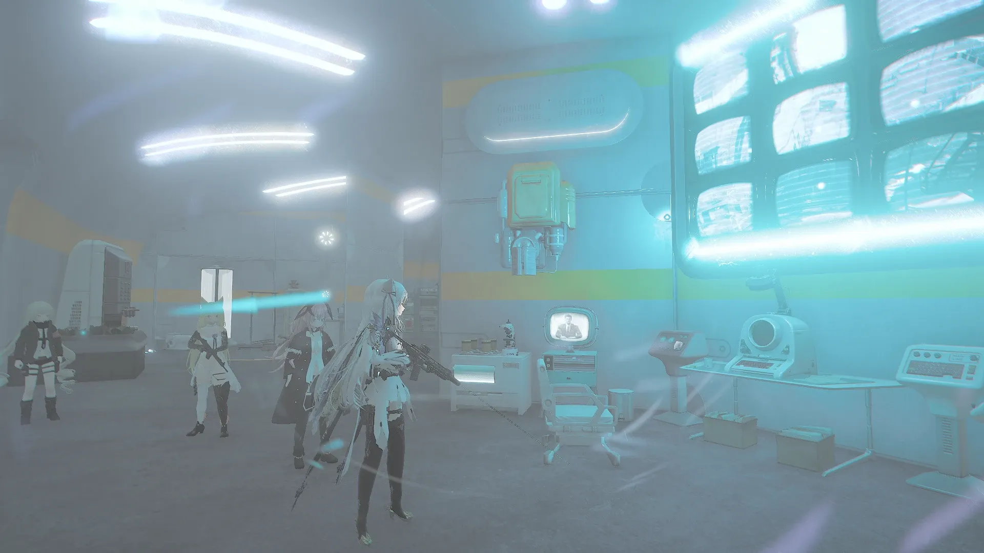 写真: 数多く設置されているディスプレイには連邦の各地が映っている。これがインスティチュートの影響力の一旦を示しているのだろうか