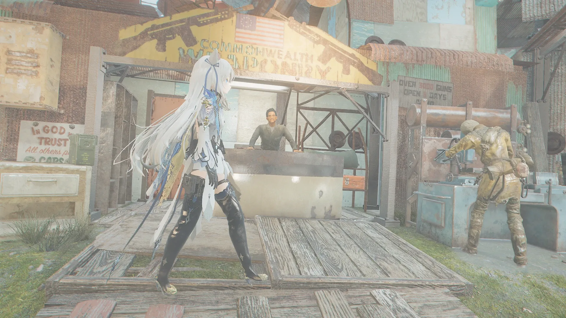 写真: 移動手段で宛が無いSizryavka。悩みながら武器屋の前を通り過ぎる。そこで店の店主から声を掛けられる