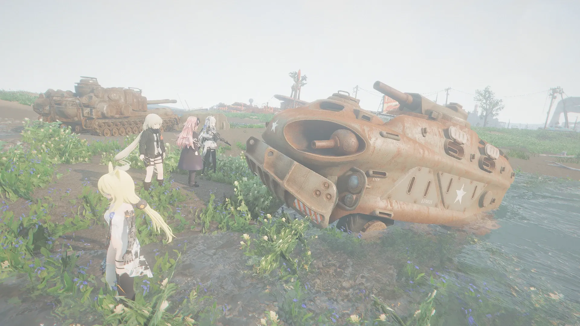 写真: 「...!これならいけるかも!」少し水に浸かる装甲車、スキャンしてみると、どうやらこれだけ動力がまだ生きているようだ