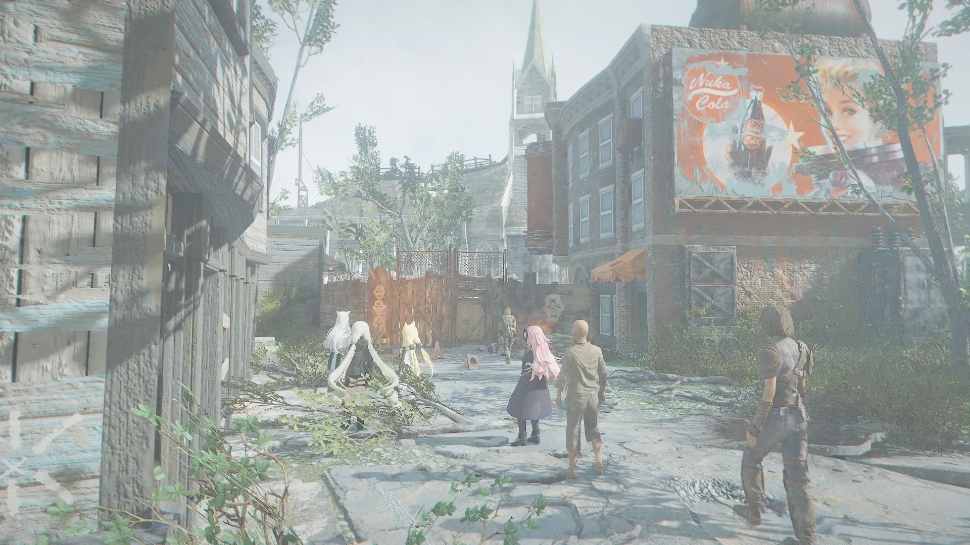 写真: 町の入口がゲートで塞がれている。そんなゲートを正面から堂々から開けて突破しようとする人形達