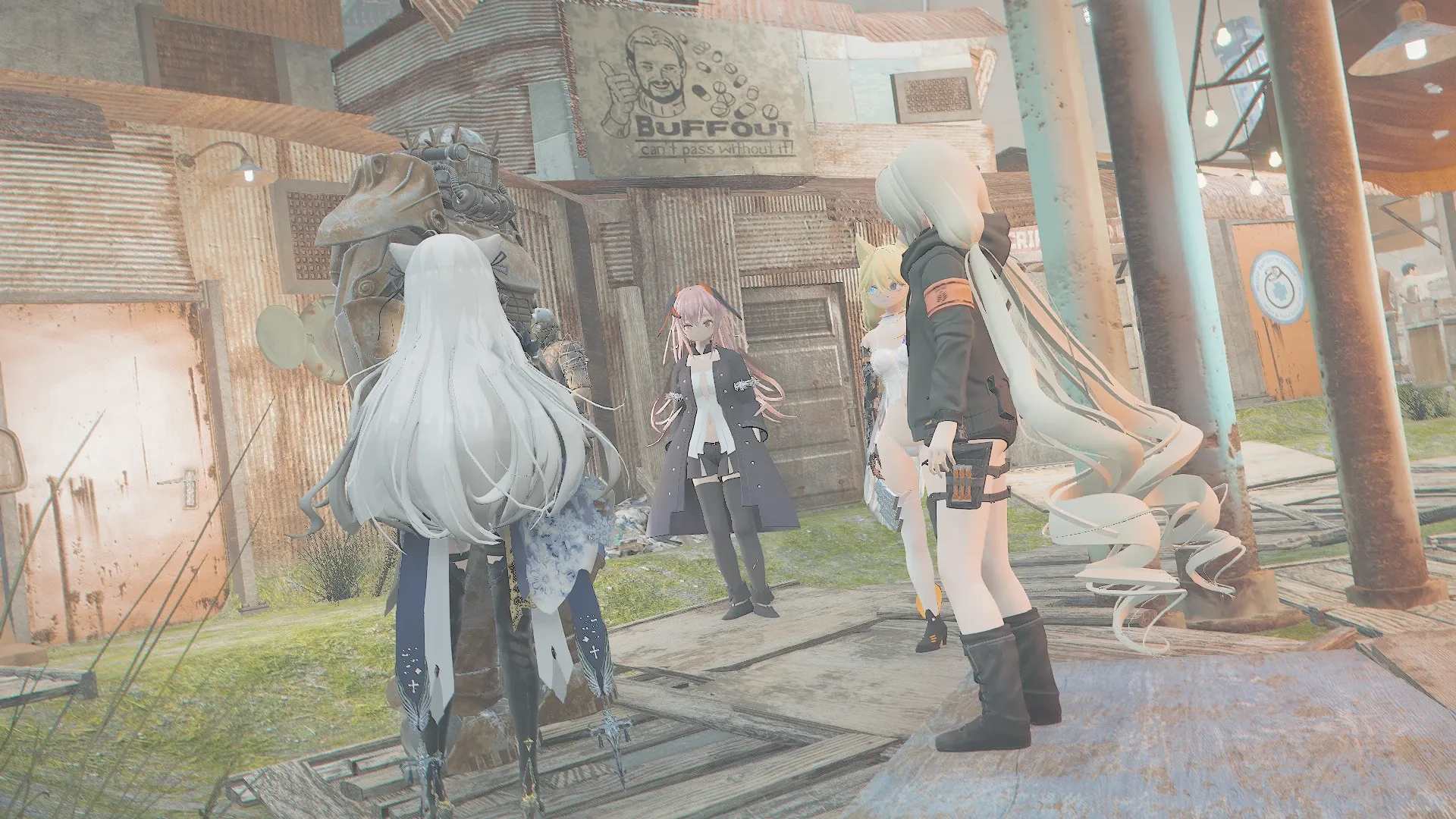 写真: 「軍事行動の妨げになる行為は控えてください」無機質な音声と共にパワーアーマーの動作の調子を伺う人形達