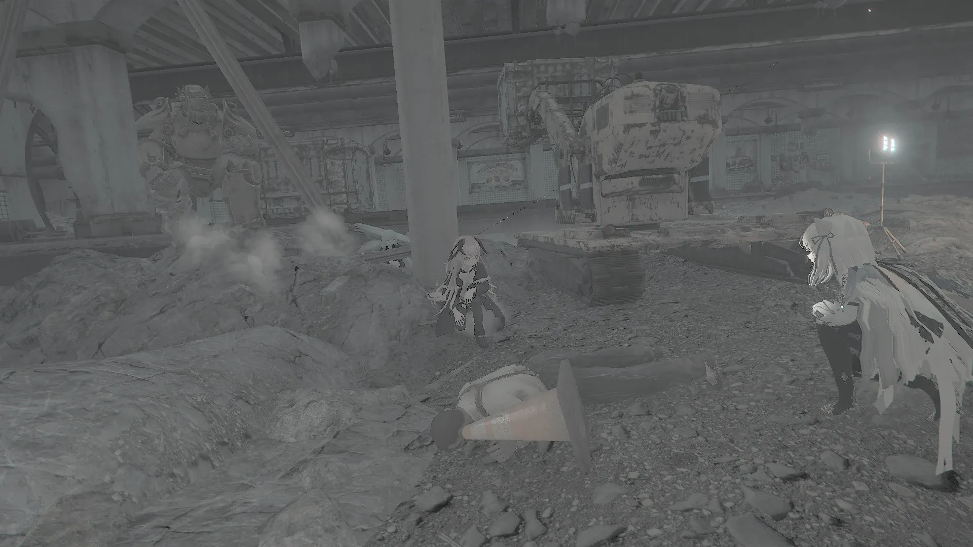 写真: 遭遇した相手の所属を確認するために死体へ近づく人形達