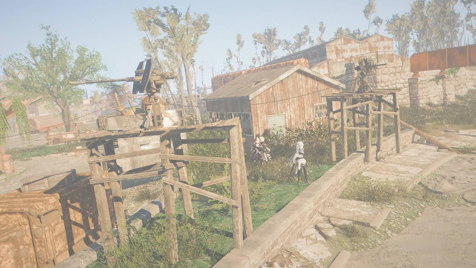 写真: 組み立て式の構造物を展開し、遠征の準備を進める人形達