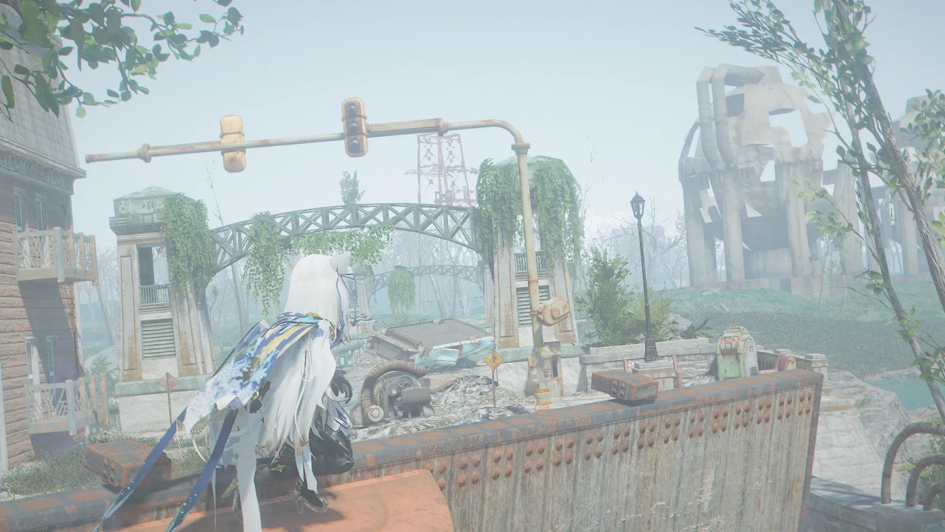 写真: 廃車の上に載り、その先を見渡すSizryavka