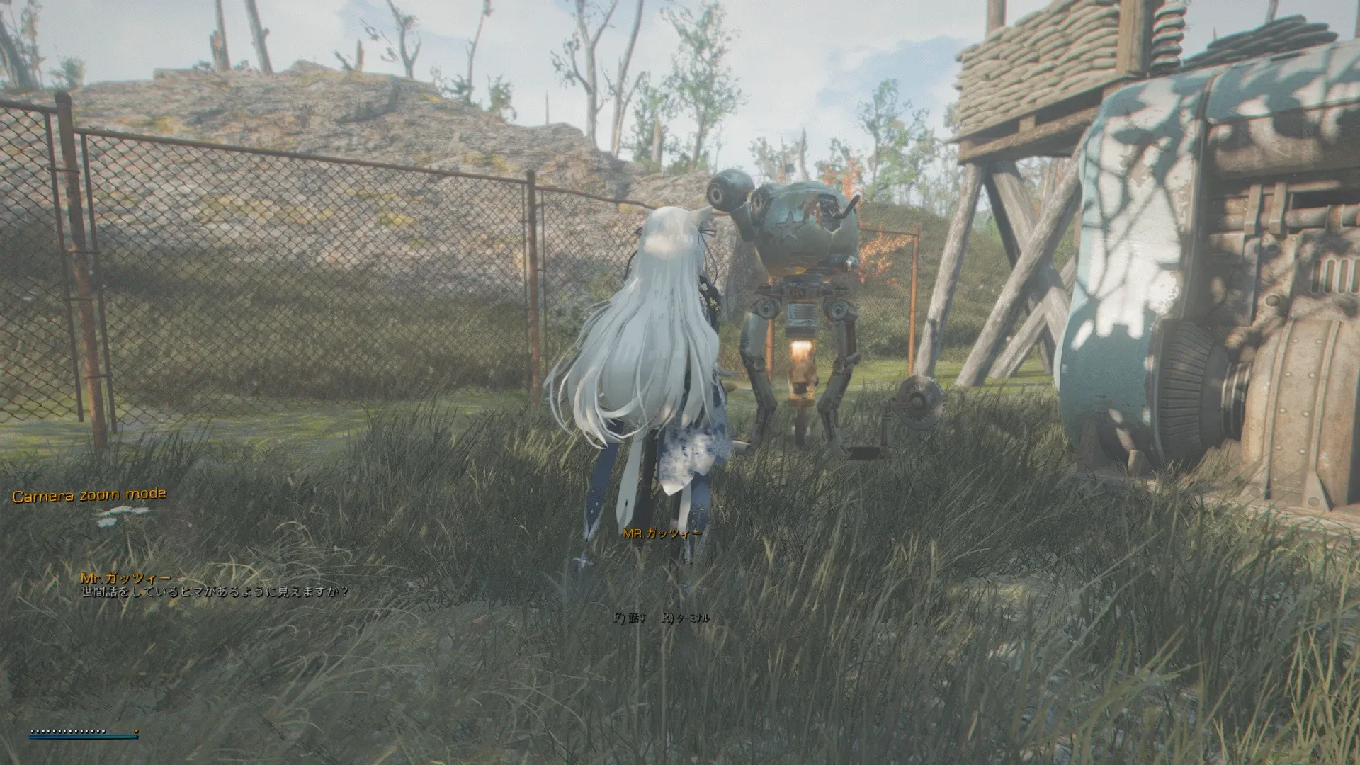 写真: Mr.ガッツィーを組み立てて警備に当たらせる