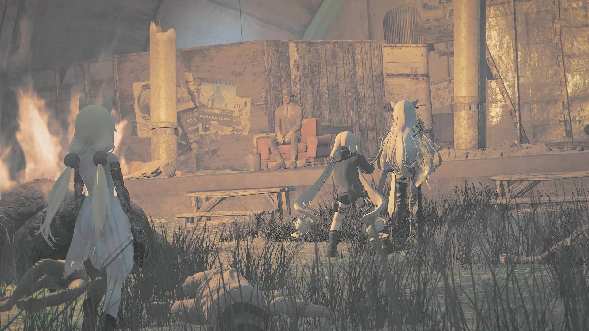 写真: 夜。再びあの円形劇場へ戻ると、殺したはずの奴が椅子に腰掛けていた。