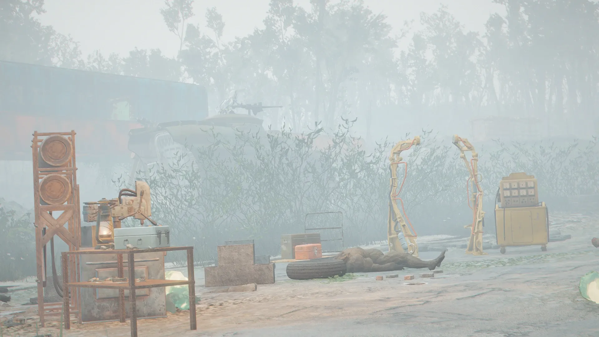 写真: ここ数ヶ月のダイアモンドシティ付近で活動していた際の臨時拠点を展開していたエリア。拠点は畳まれており、ここに来る前の静かな状態に戻っている