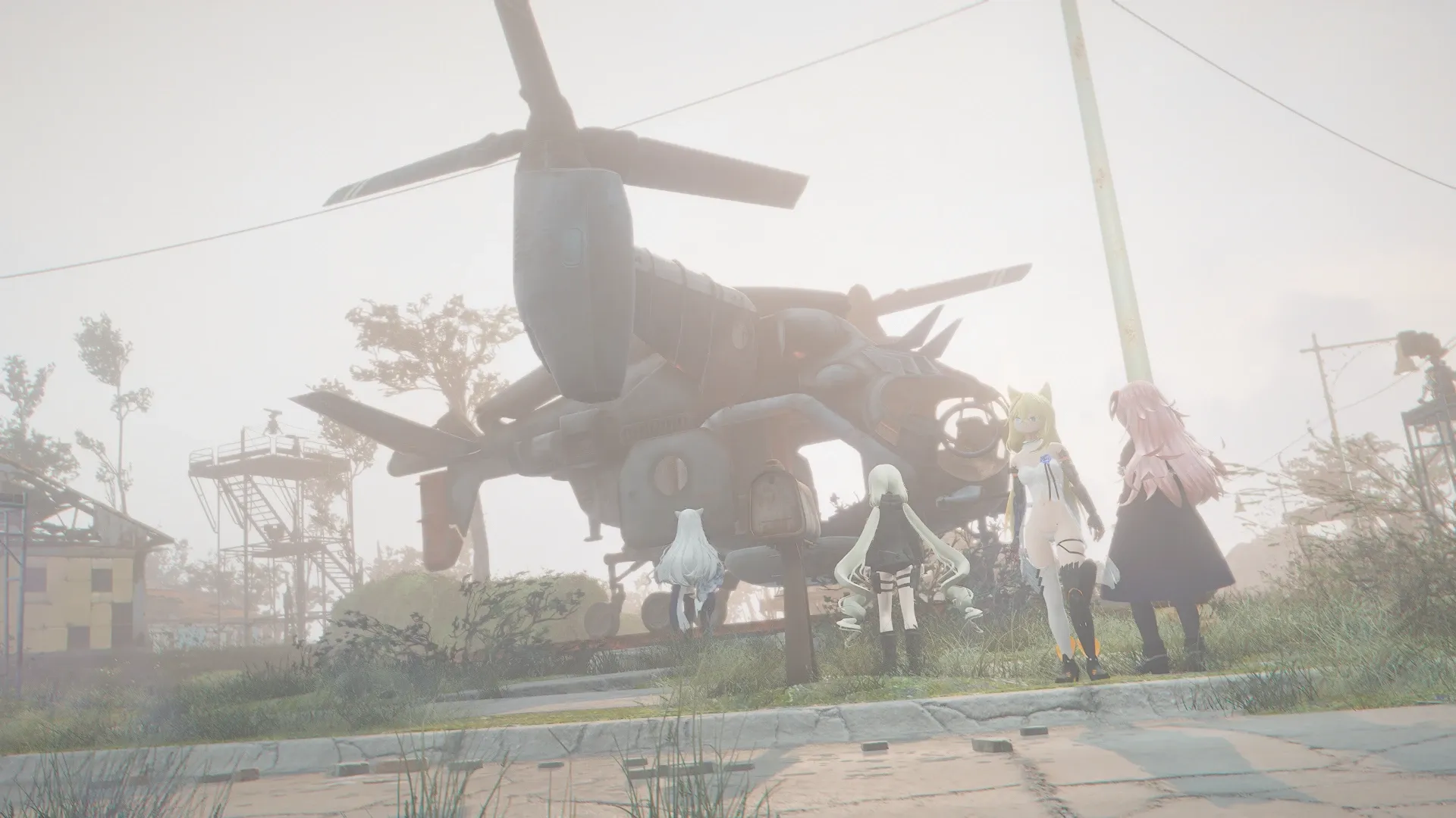 写真: ベルチバードの前に立つ人形達