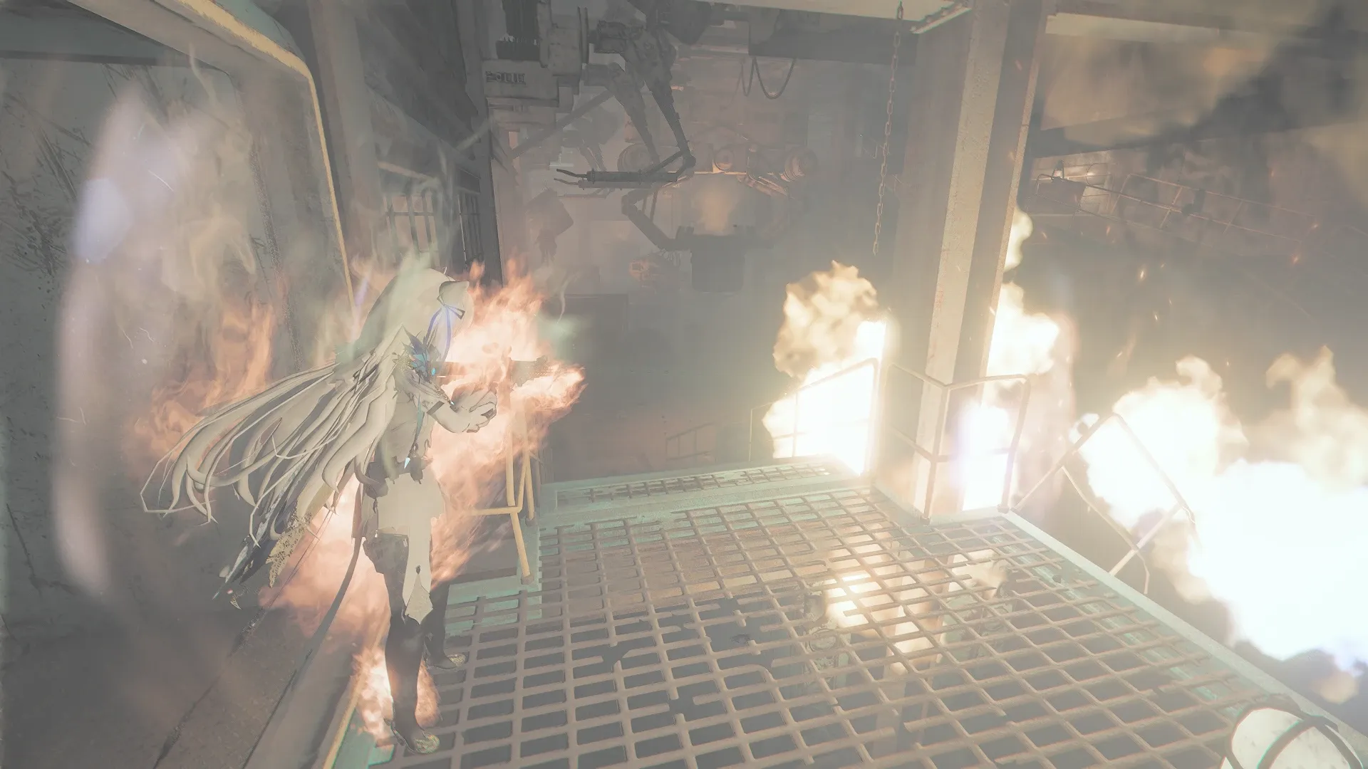 写真: 製鉄所内で敵から火炎放射器を浴びせられるSizryavka