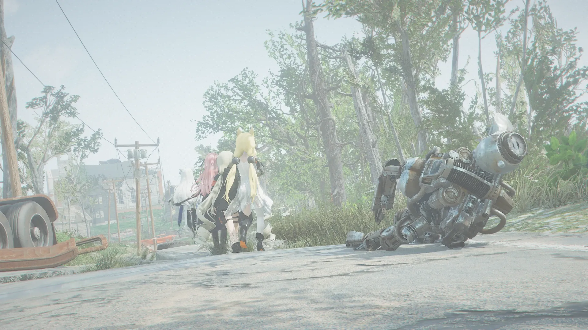 写真: その場を立ち去る人形達。その傍らにはグッドフィールズ教授の亡骸が道路の橋に立てかけられていた。