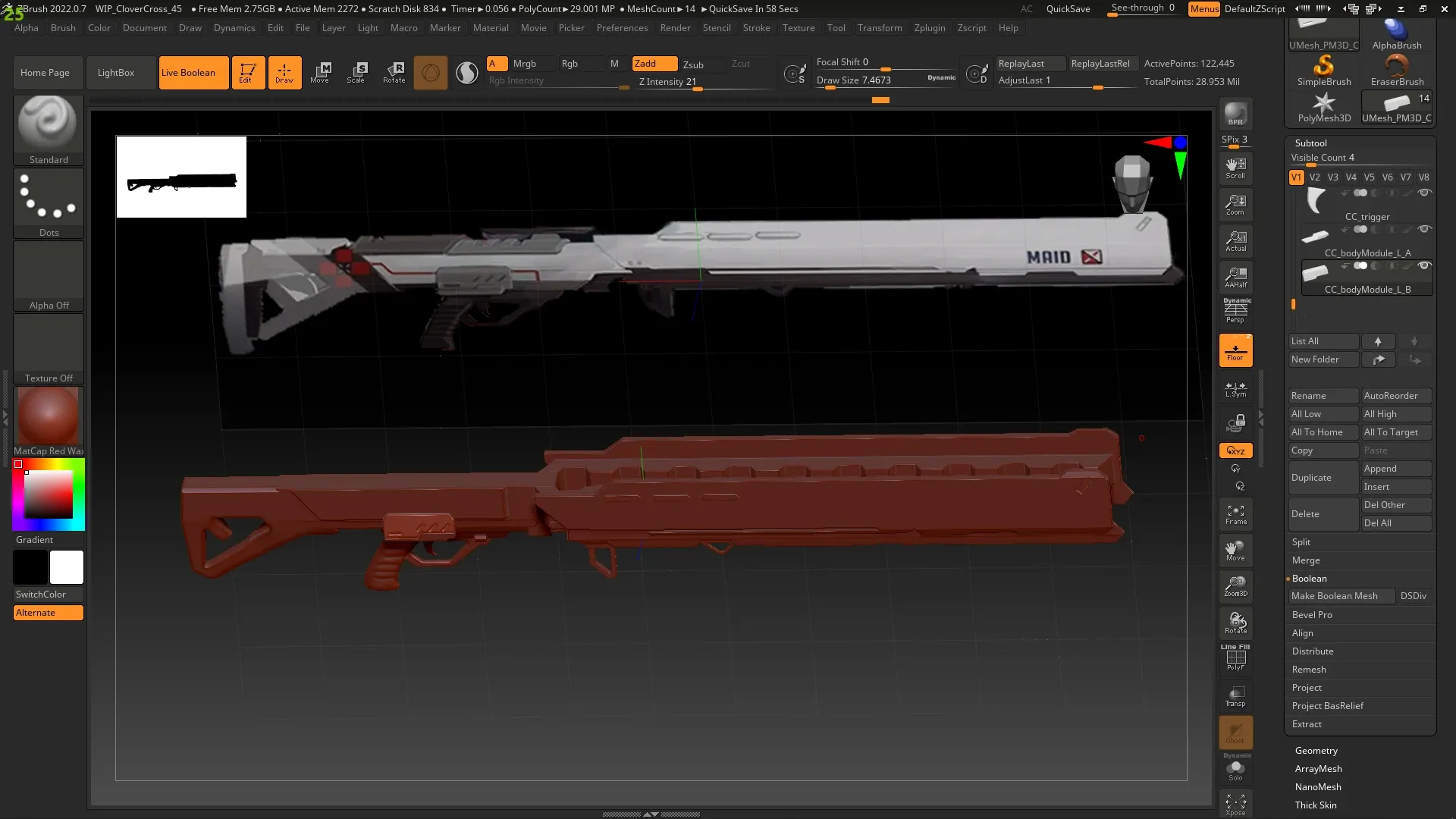 Zbrush上でのプレビュー 02