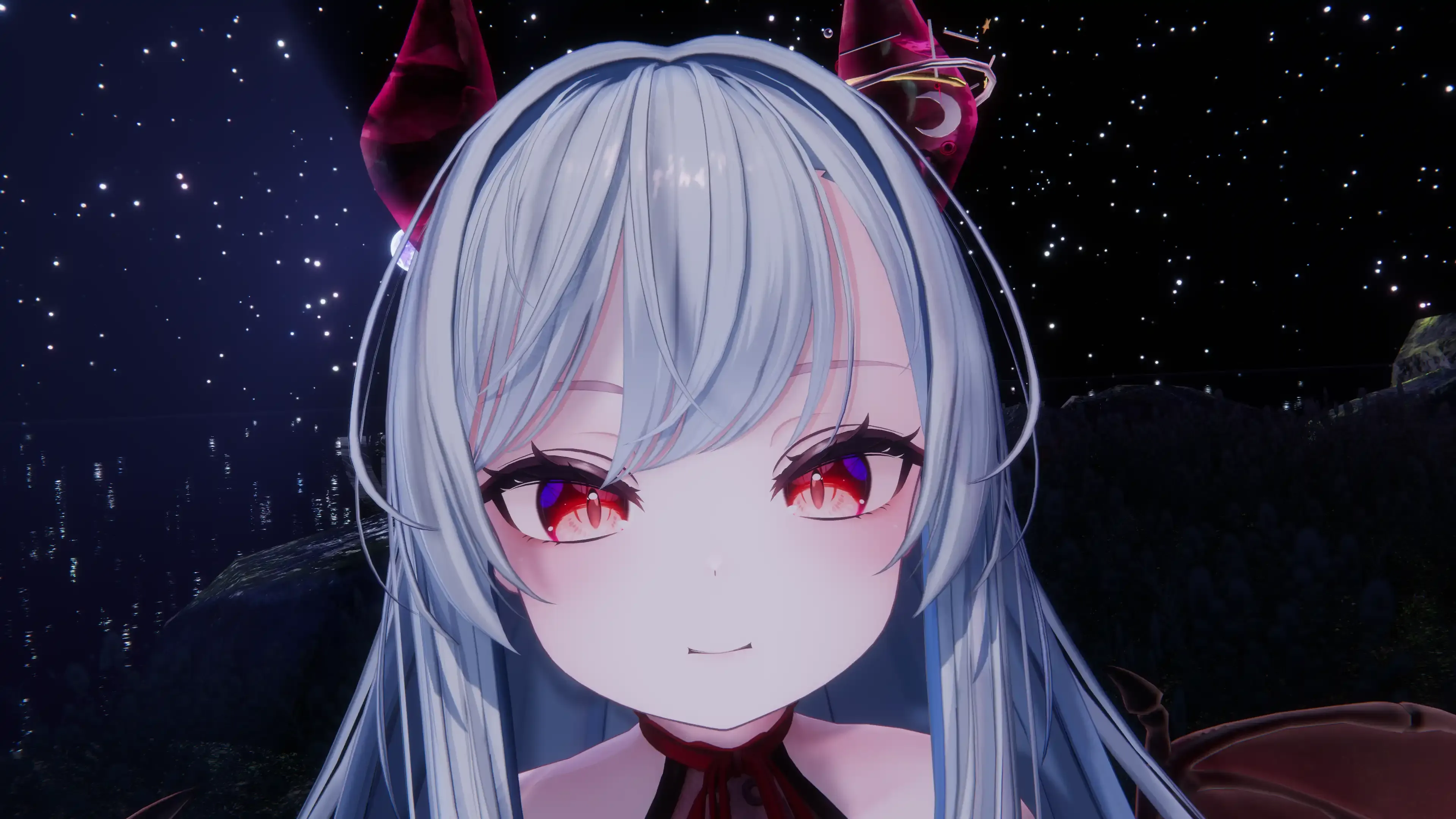 VRChat内でフェイストラッキングによるデモを行っている写真: 頬を膨らませる